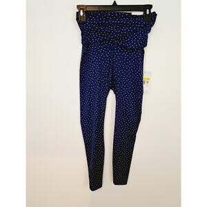 NWT Nike Women's Yoga Navy Blue Pattern 7/8 Length Leggings Small Pockets